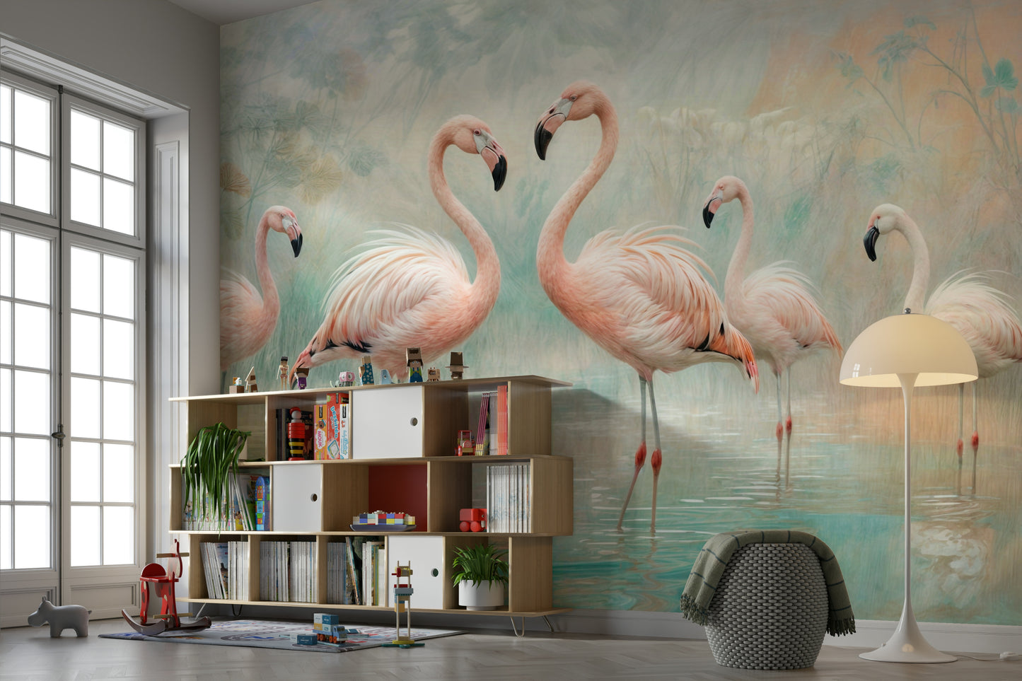 Serene Flamingo Lagoon Wall Mural