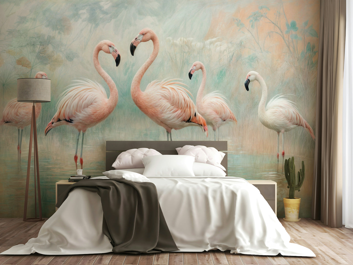 Serene Flamingo Lagoon Wall Mural