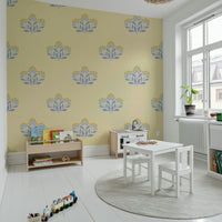 Poetic Serene Flora wall mural, sophisticated pastel botanical art.