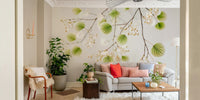 Wall mural with flowing leaf details

