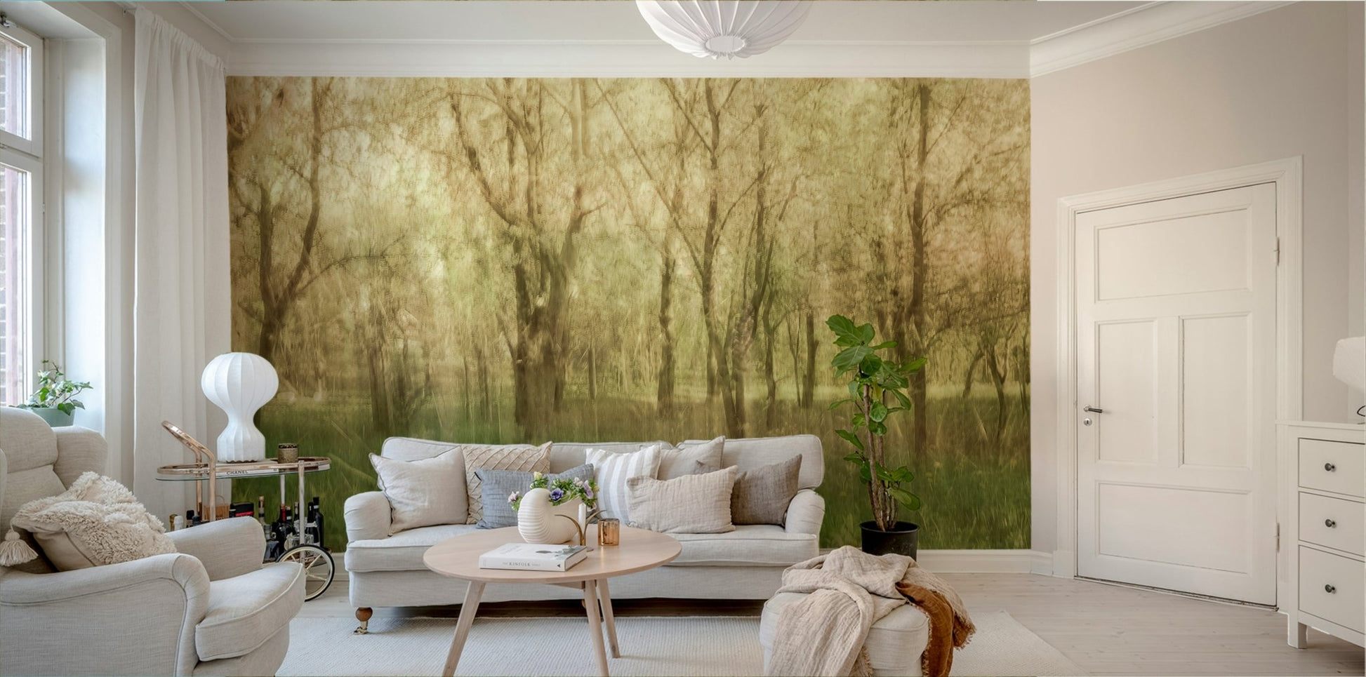 Serene forest mural wallpaper
