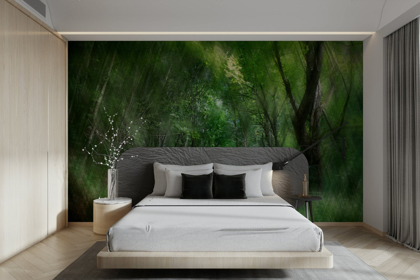 Serene Forest Pathway Art Print | Tranquil Nature Photography | Green Landscape Decor Wall Mural