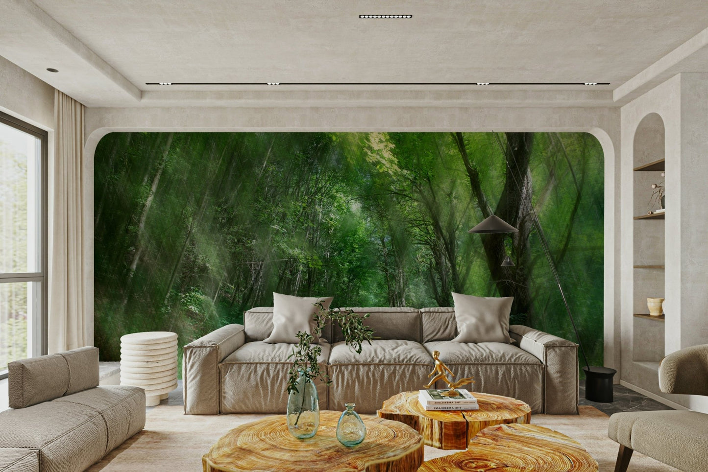 Serene Forest Pathway Art Print | Tranquil Nature Photography | Green Landscape Decor Wall Mural