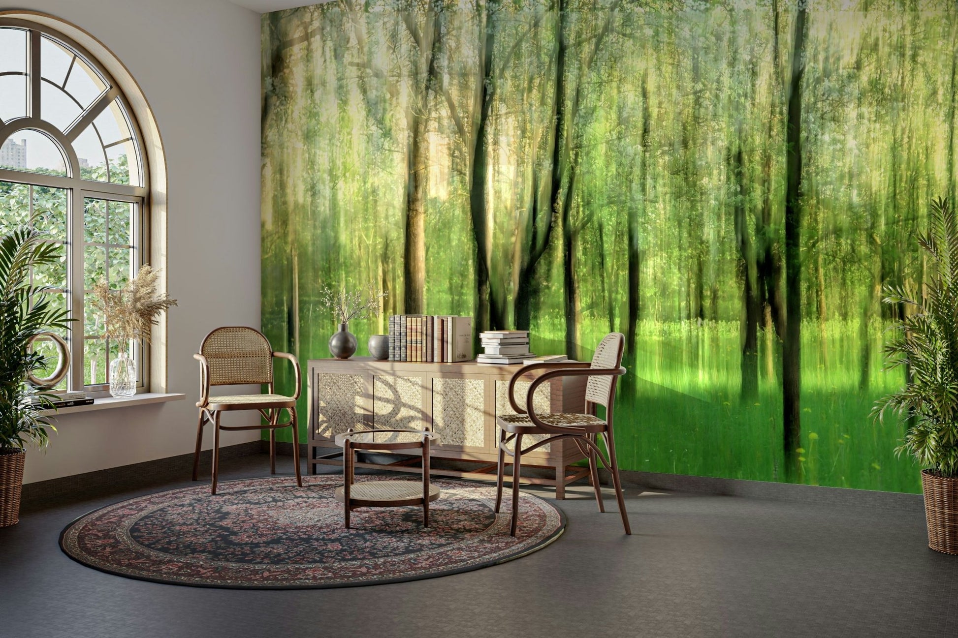 Soothing green background mural
