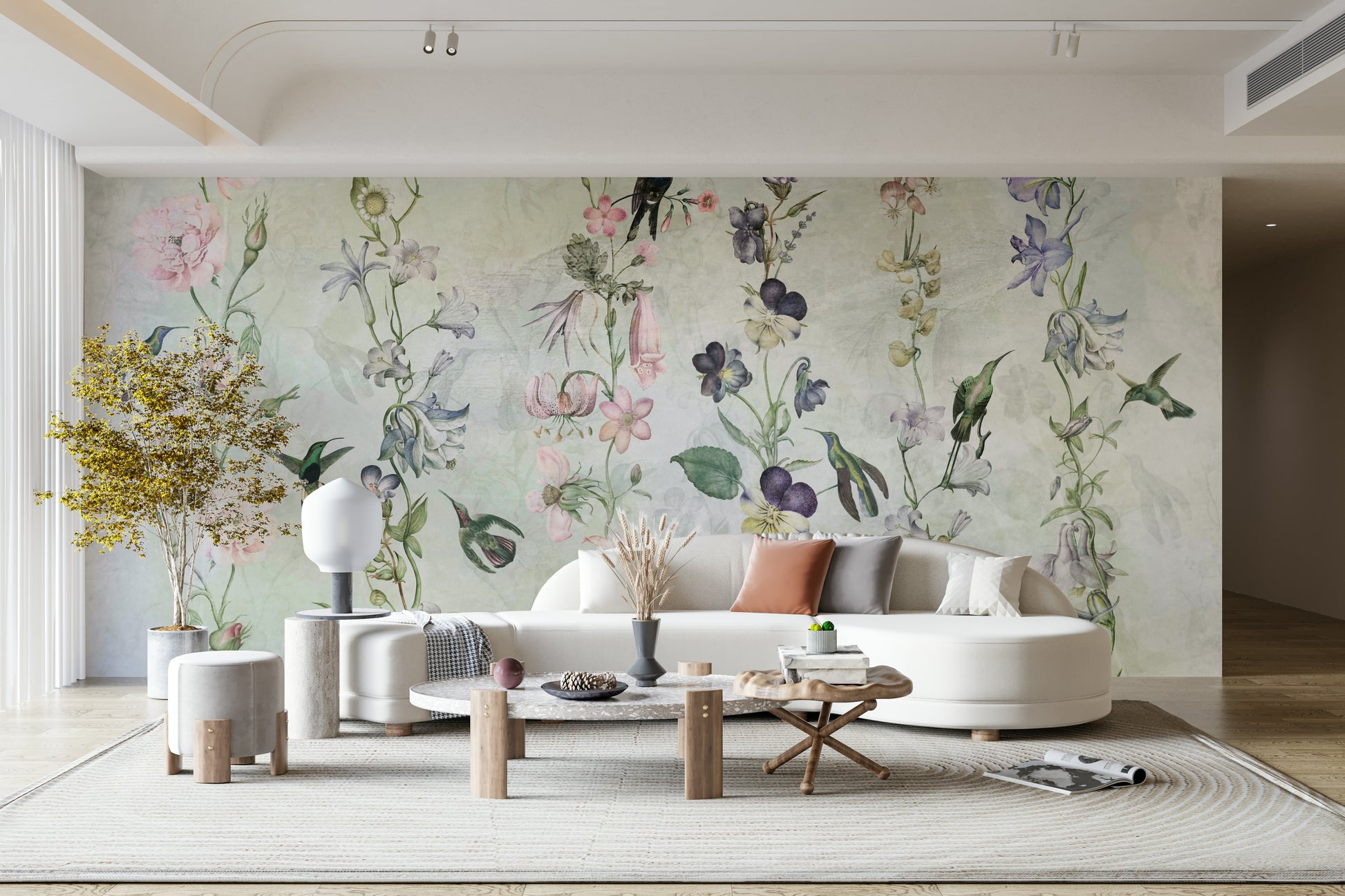 Nature-inspired soft wall mural

