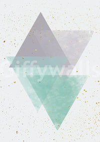 Geometric mural design in soft, muted color palette

