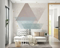 Abstract geometry mural for serene modern interiors

