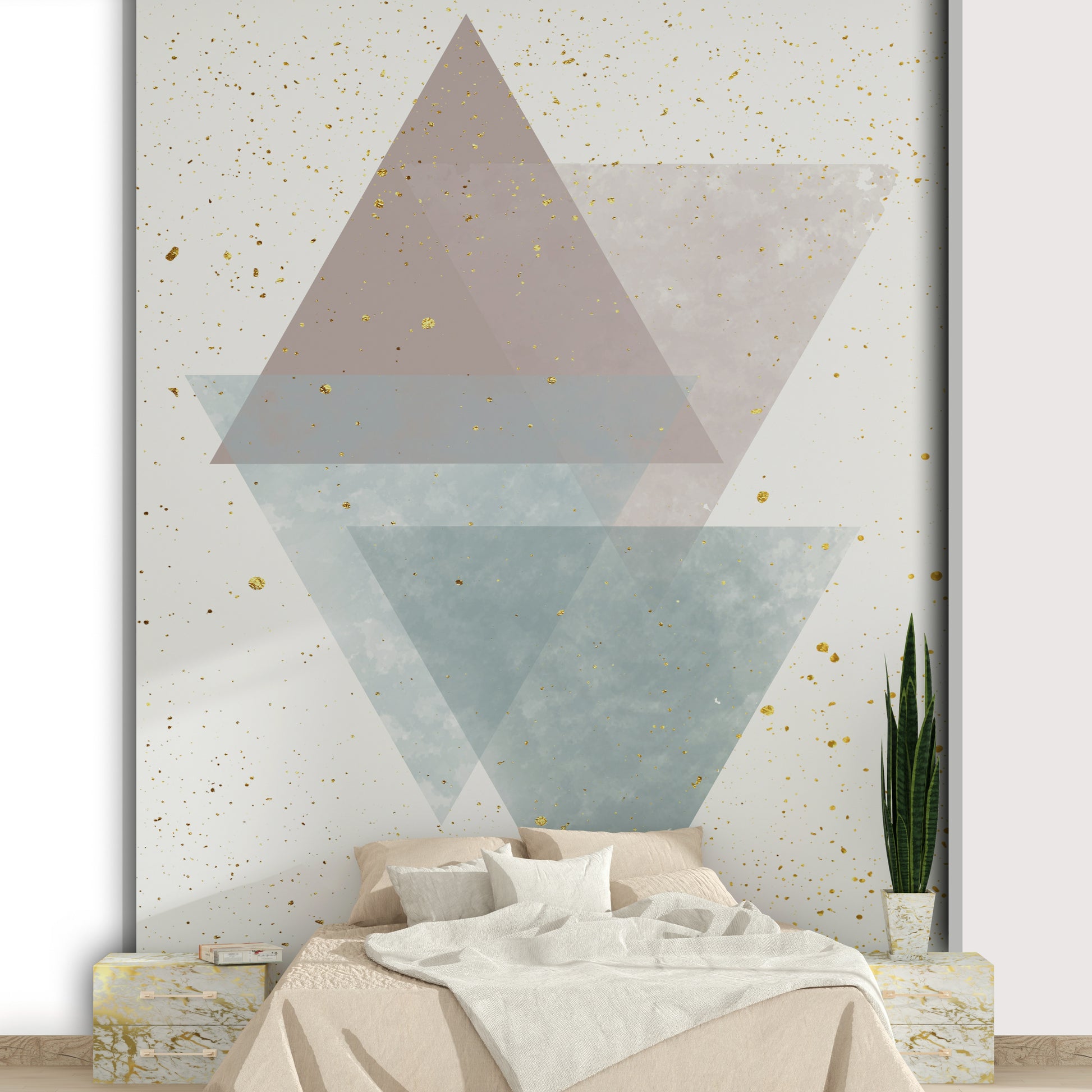 Serene Geometry wall mural with soft abstract shapes


