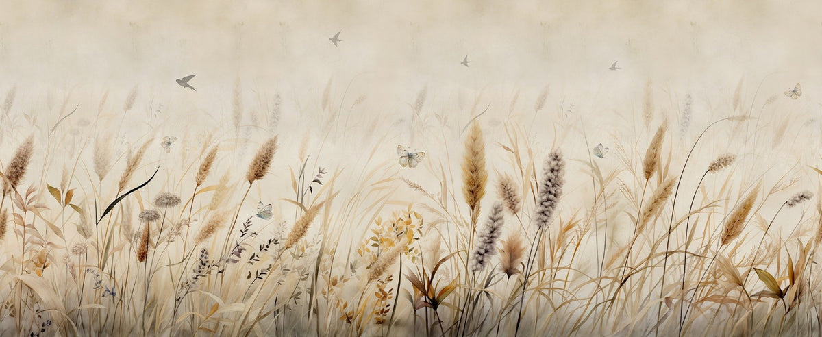 Serene Grassland Butterfly Wallpaper Mural in your room