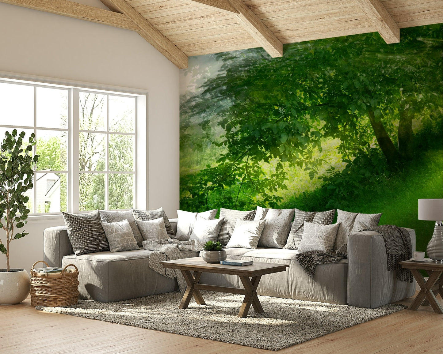 Open grass field wall wallpaper
