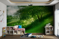 Calm green outdoor mural
