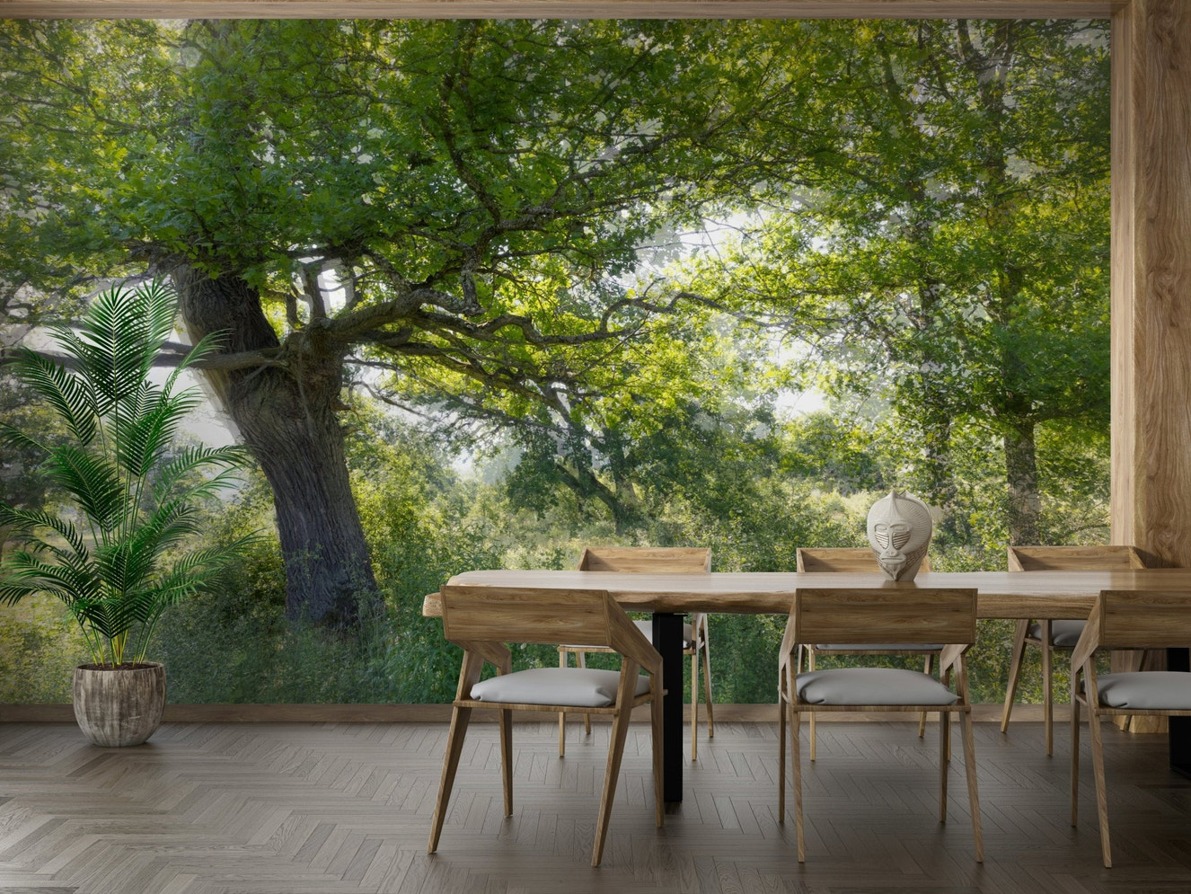 Minimal green tree wall design
