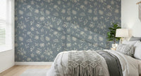 Soothing Serene Florals in Muted Grey garden wallpaper mural.