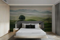 Minimalist nature wallpaper for walls with hilly backdrop

