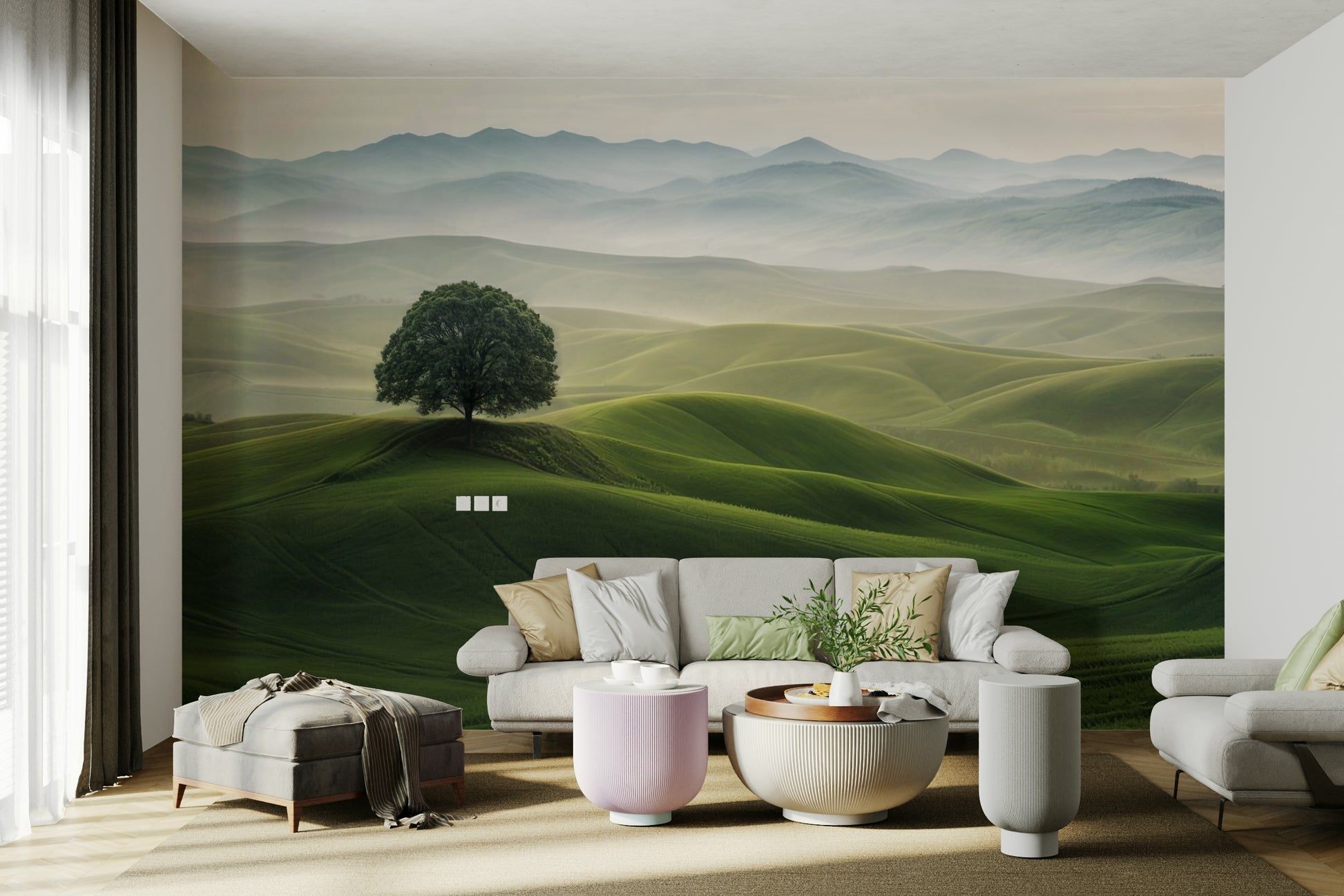 Soft pastel hills wallpaper perfect for tranquil interiors

