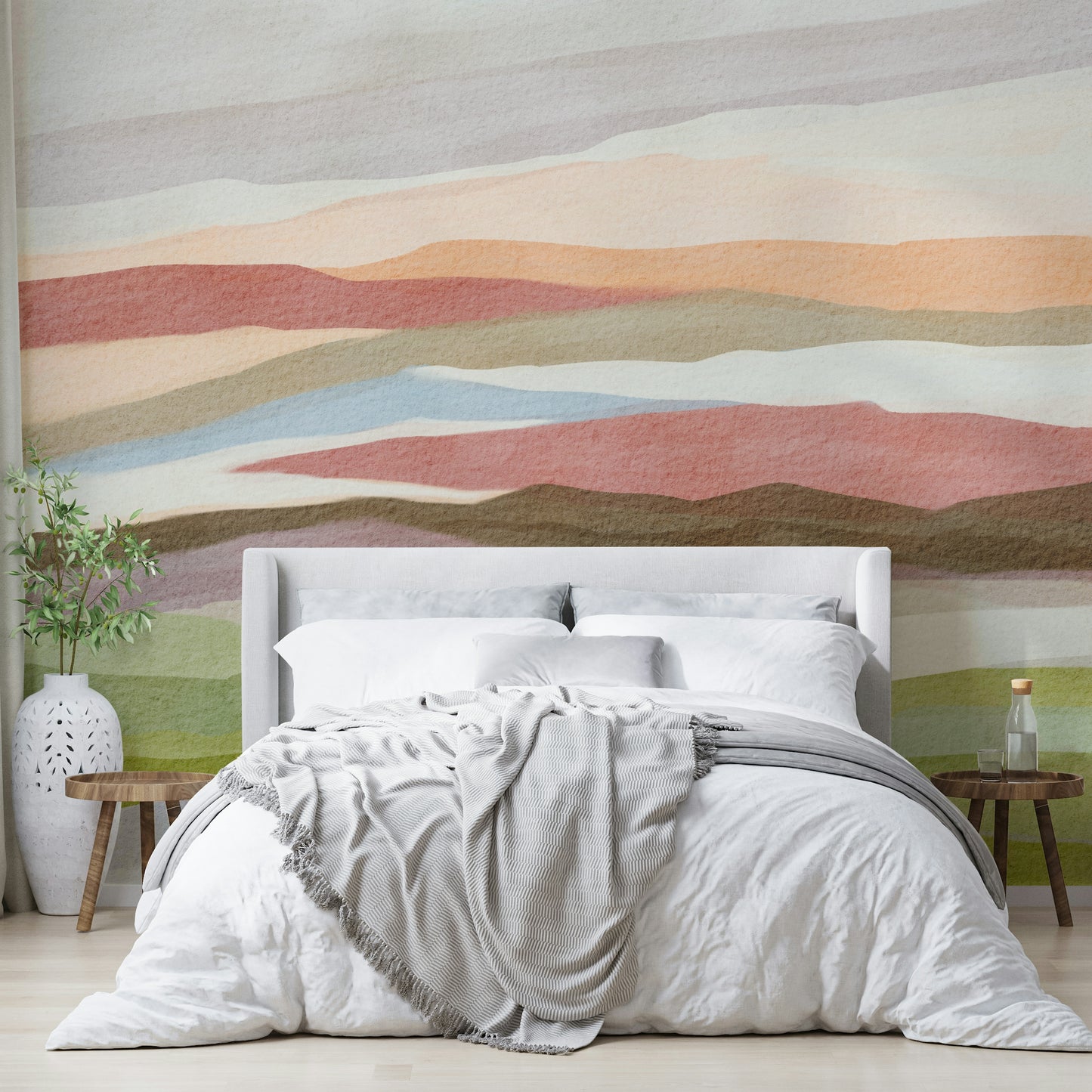 Elegant horizon wall mural with gradient color flow

