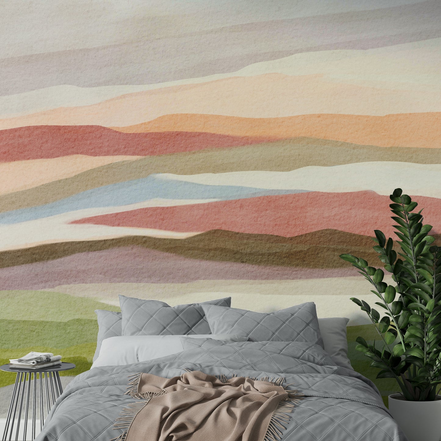 Sunset-inspired serene mural with fading sky tones


