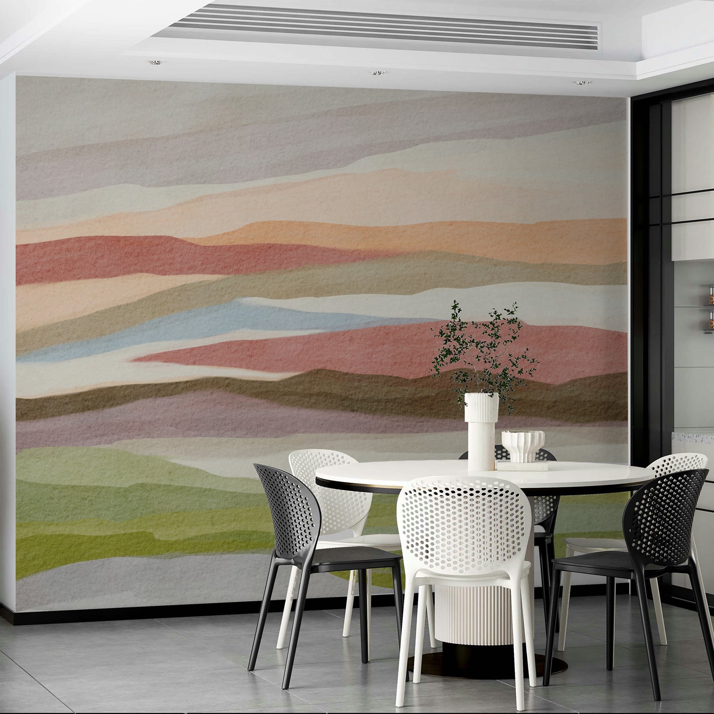 Minimalist horizon mural for calm modern interiors

