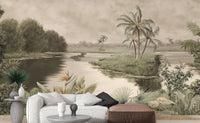 Tranquil Lake Natural Mountainous Art Wall Mural - Giffywalls