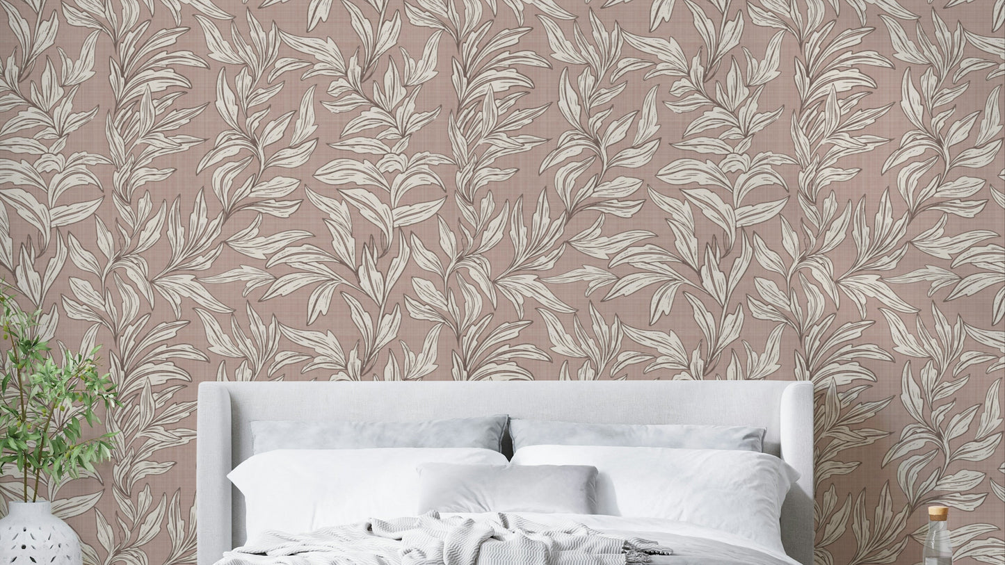 Gentle green leaves wallpaper for calm spaces

