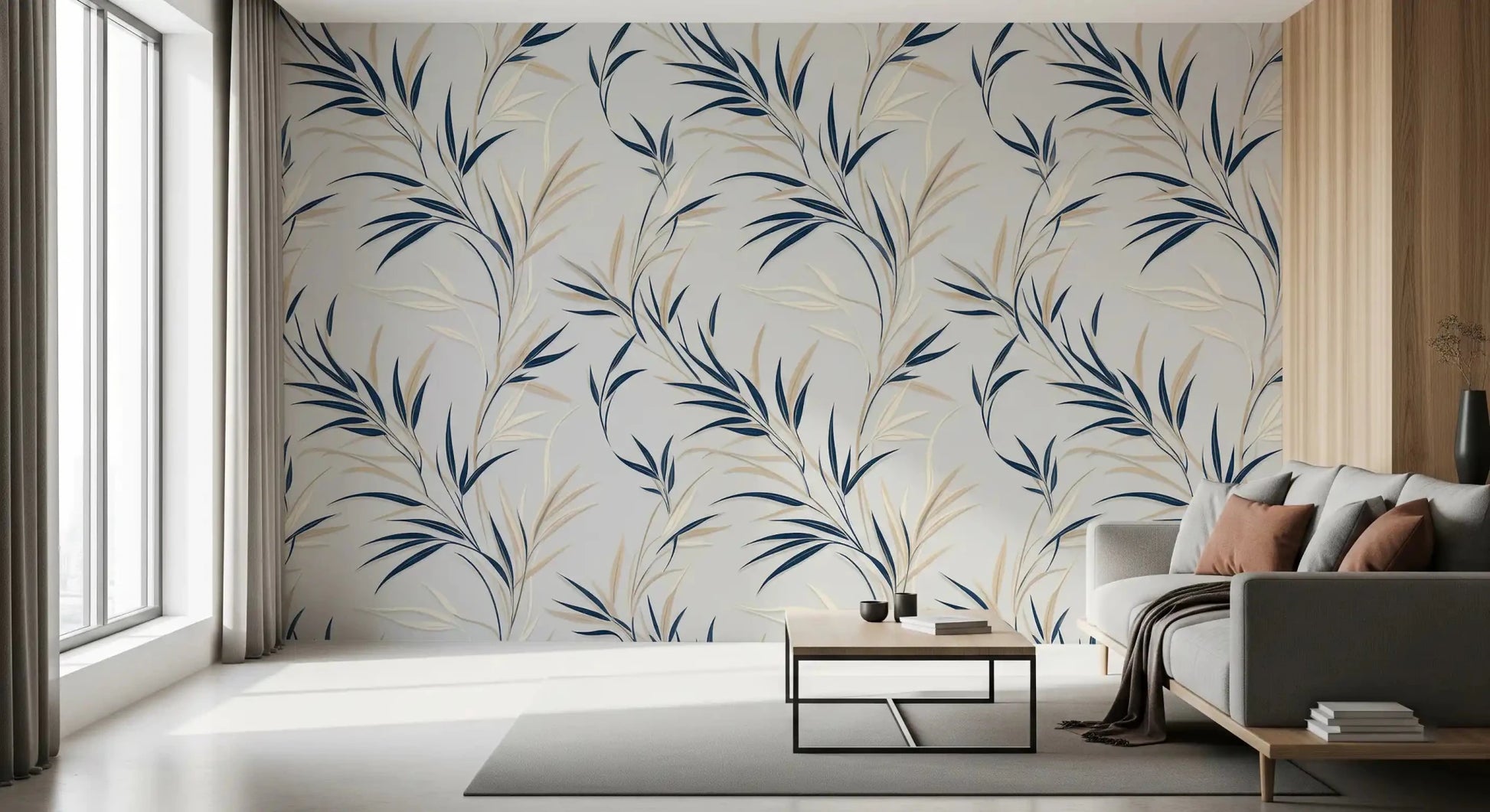 Transform your entryway with the Serene Leaf Sway Wall Mural, offering natural beauty.