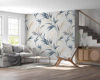 Serene Leaf Sway Wall Mural for a stylish living space, promoting calm and focus.