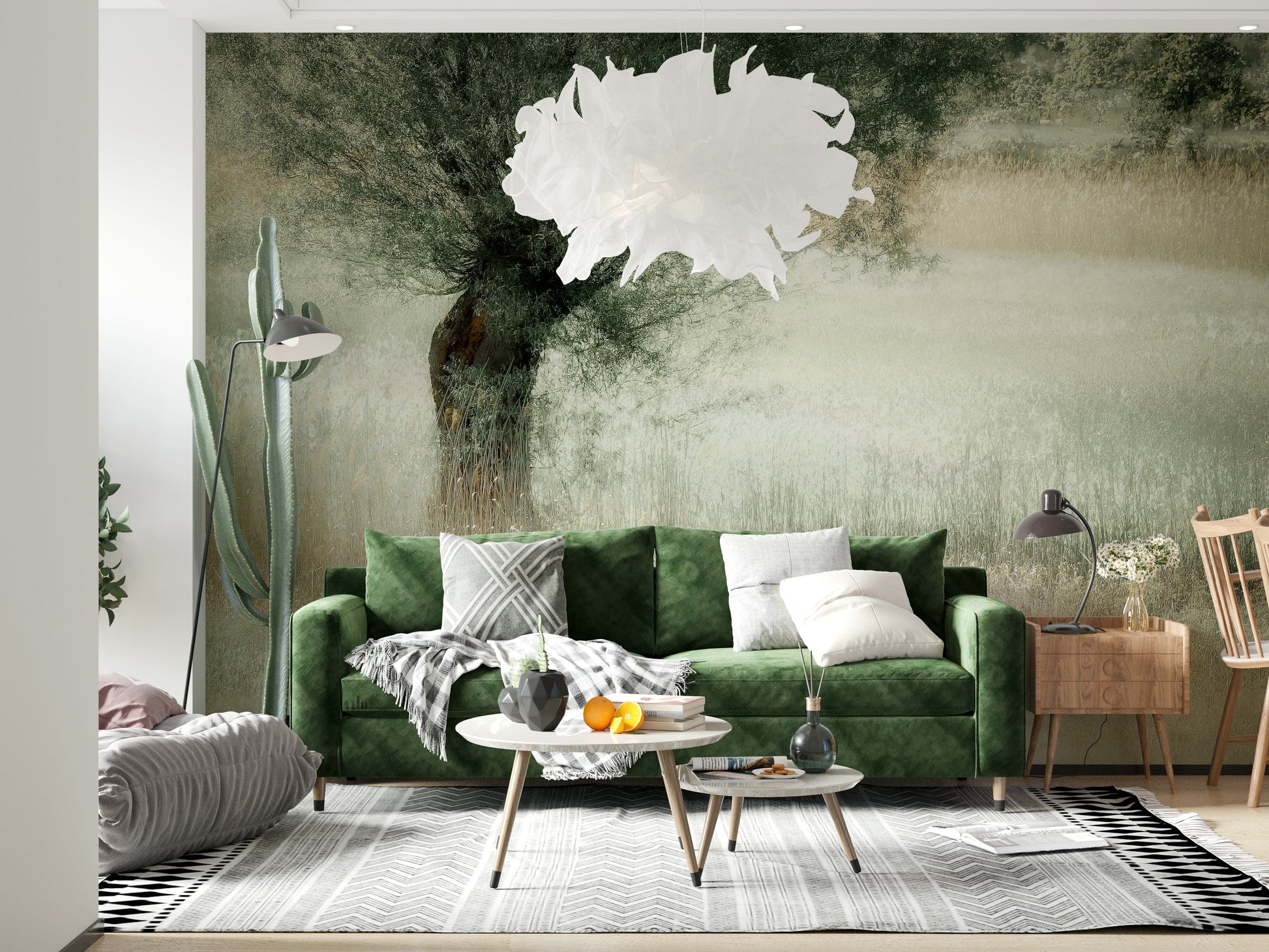 An artistic nature inspired mural for home decor.