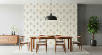 A soft tropical wallpaper with clean palm graphics arranged in a uniform, soothing layout.