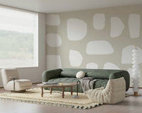 A calming abstract design wallpaper mural that defines a space.