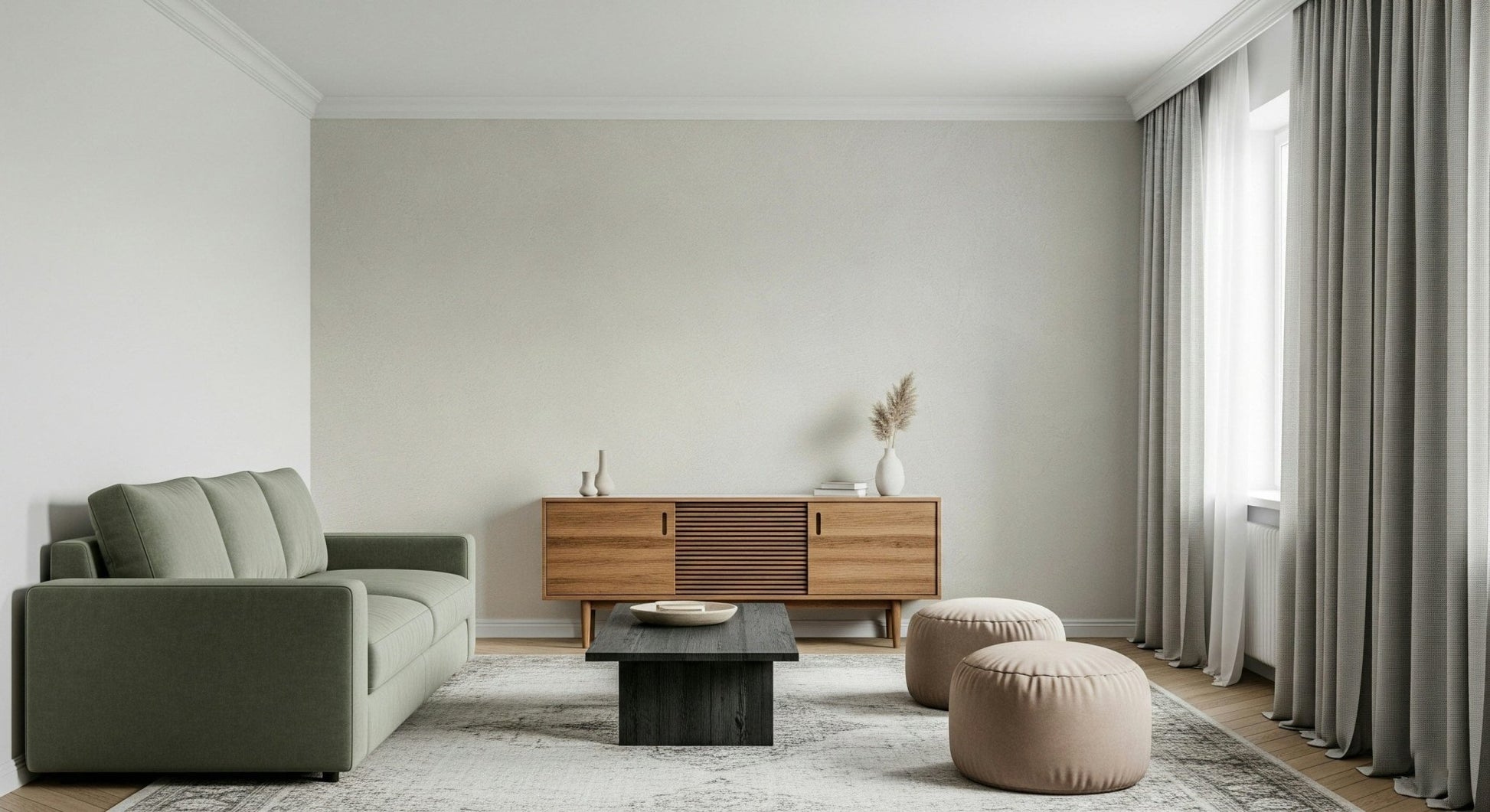 Subtle creamy plaster surface creating calming wall effect