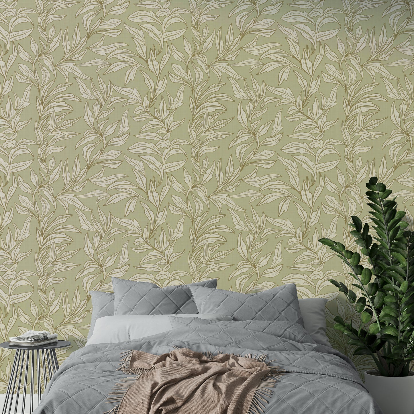 Elegant leaf pattern wallpaper for peaceful interiors


