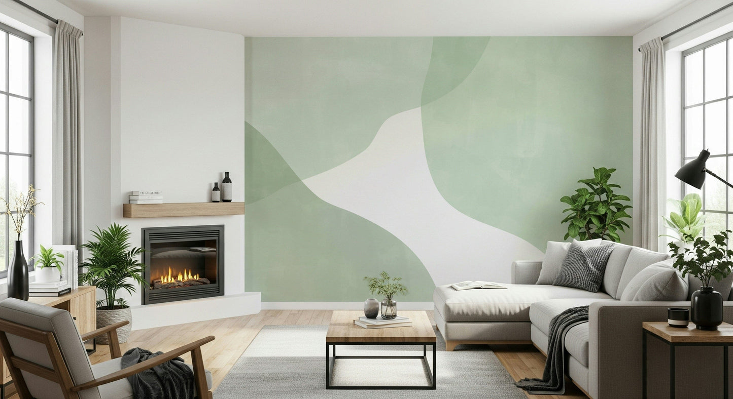 Serene Sage Curves Wall Mural
