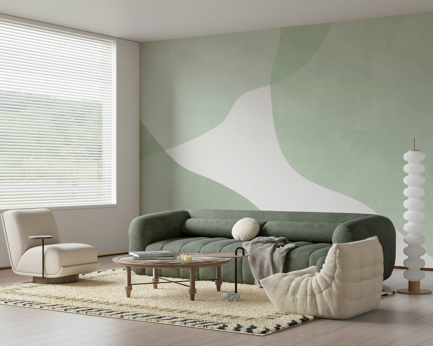 Serene Sage Curves Wall Mural
