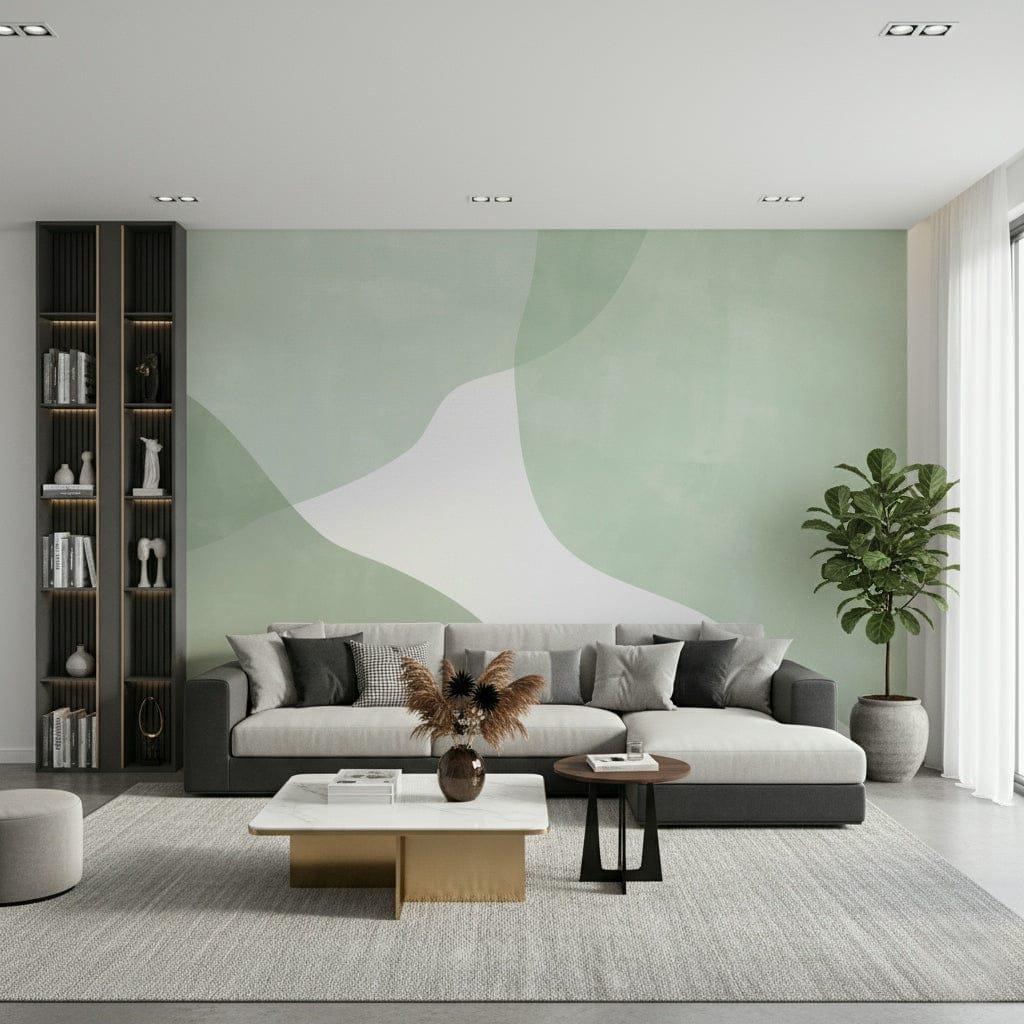 Serene Sage Curves Wall Mural
