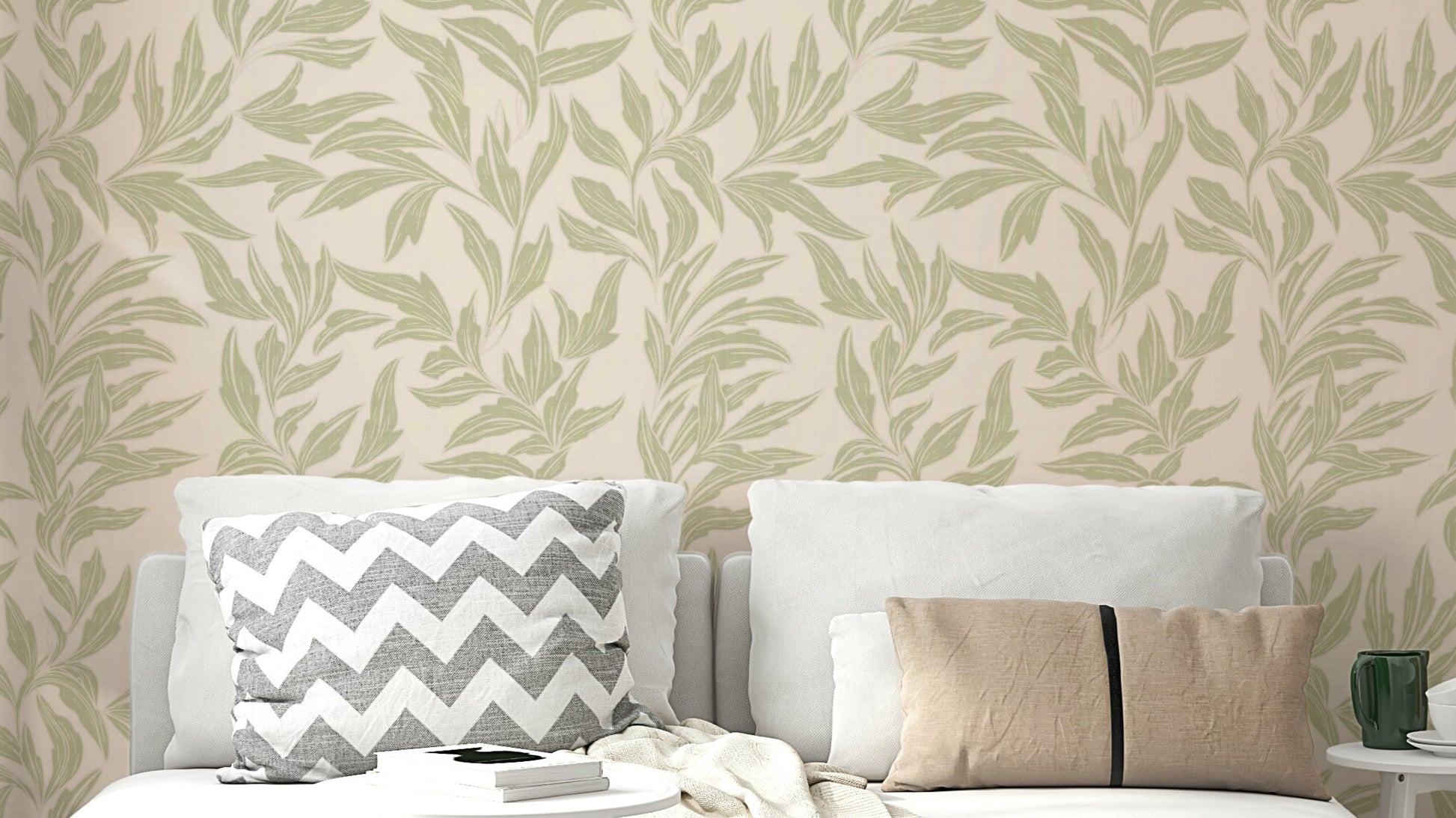 Serene sage leaves wallpaper with soft foliage

