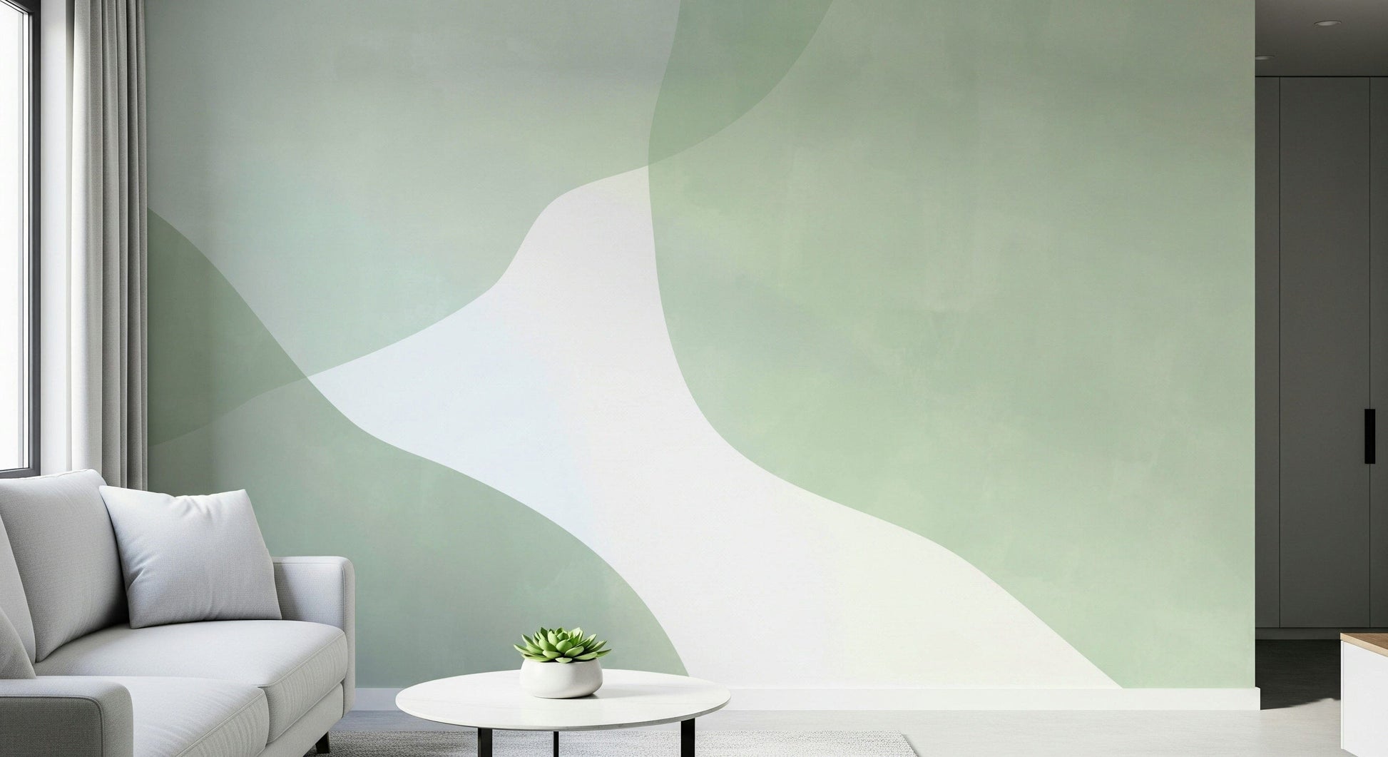 A beautiful modern art wall mural of delicate lines.
