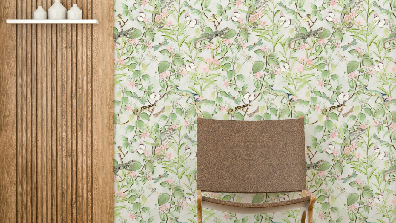 Serene Sanctuary Botanical Dreamscape Wallpaper with lush greenery

