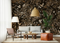 Peaceful wall mural featuring songbirds perched on delicate flowering branches