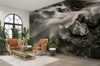 A calming water movement wallpaper mural that defines a space.

