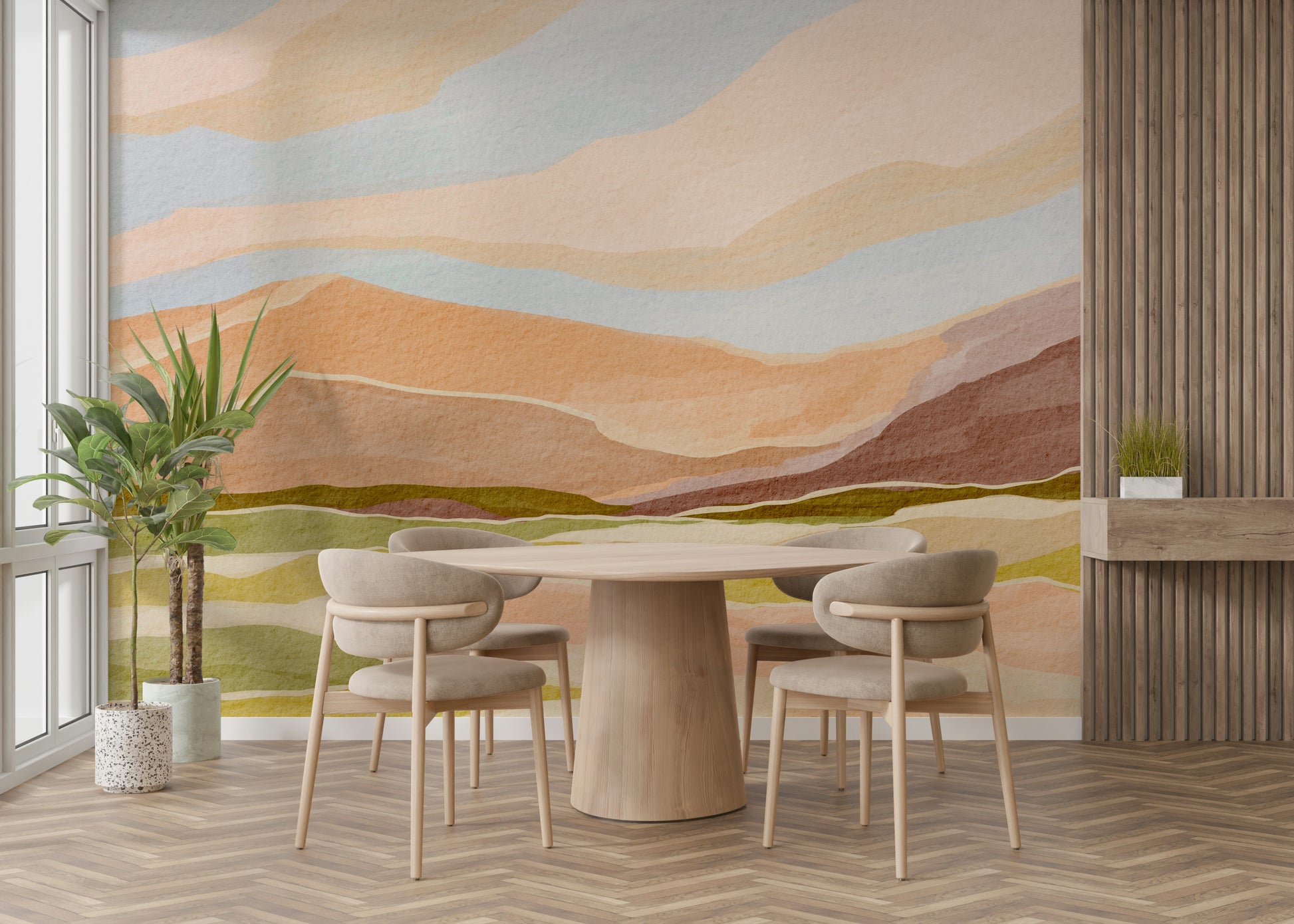Living room sunset wallpaper

