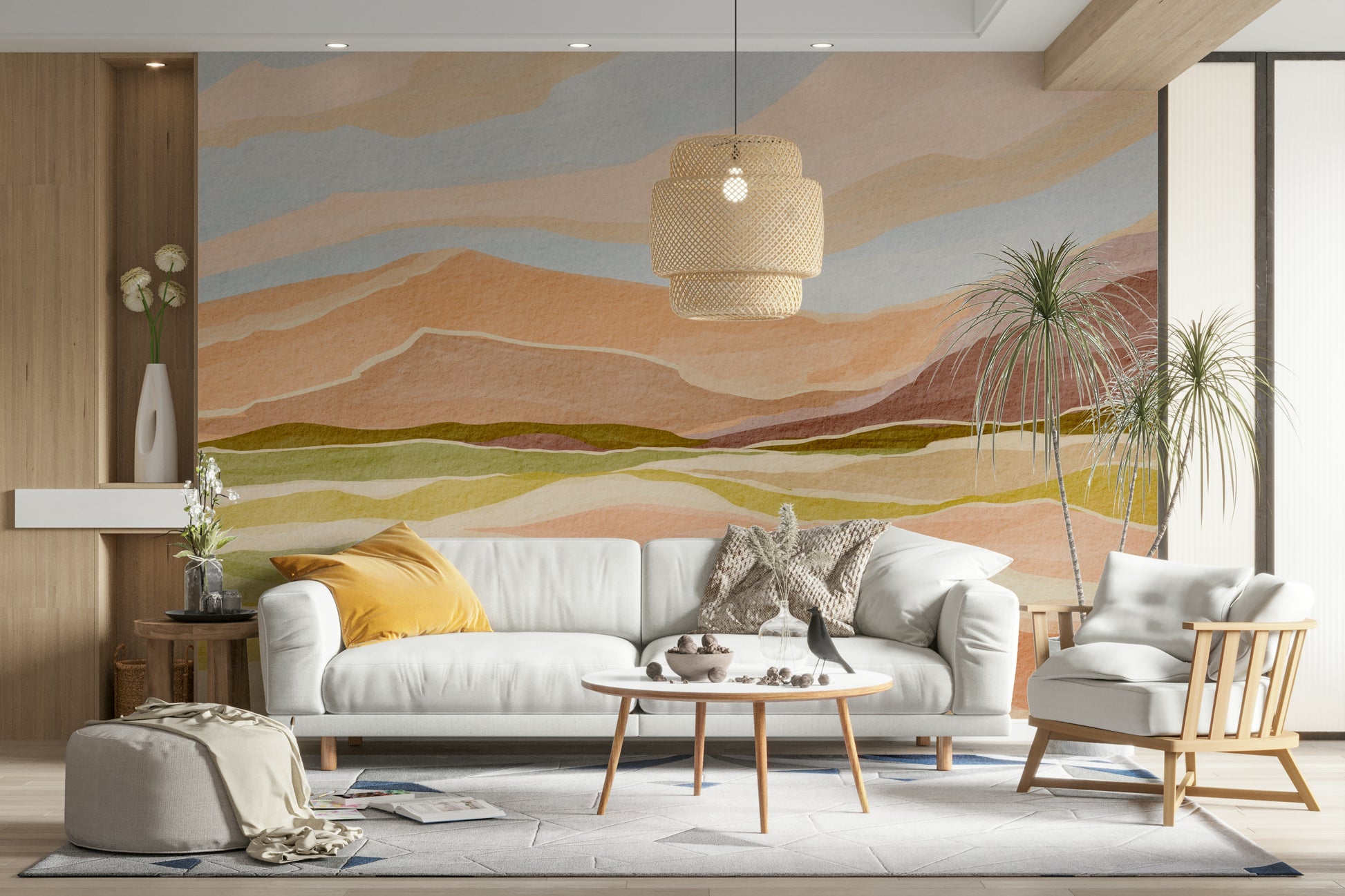 Warm sunset sky mural

