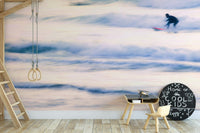 A living room featuring the coastal wall mural.

