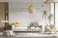 A beautiful tropical beach wall mural for a living room.

