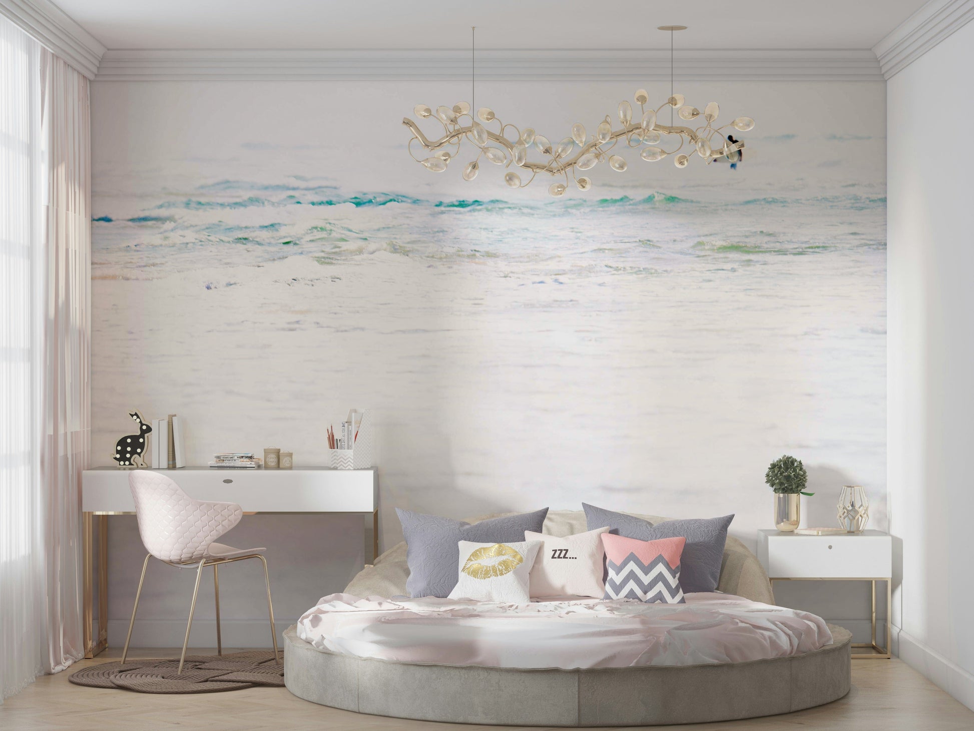 A tranquil coastal action wall mural for your decor.

