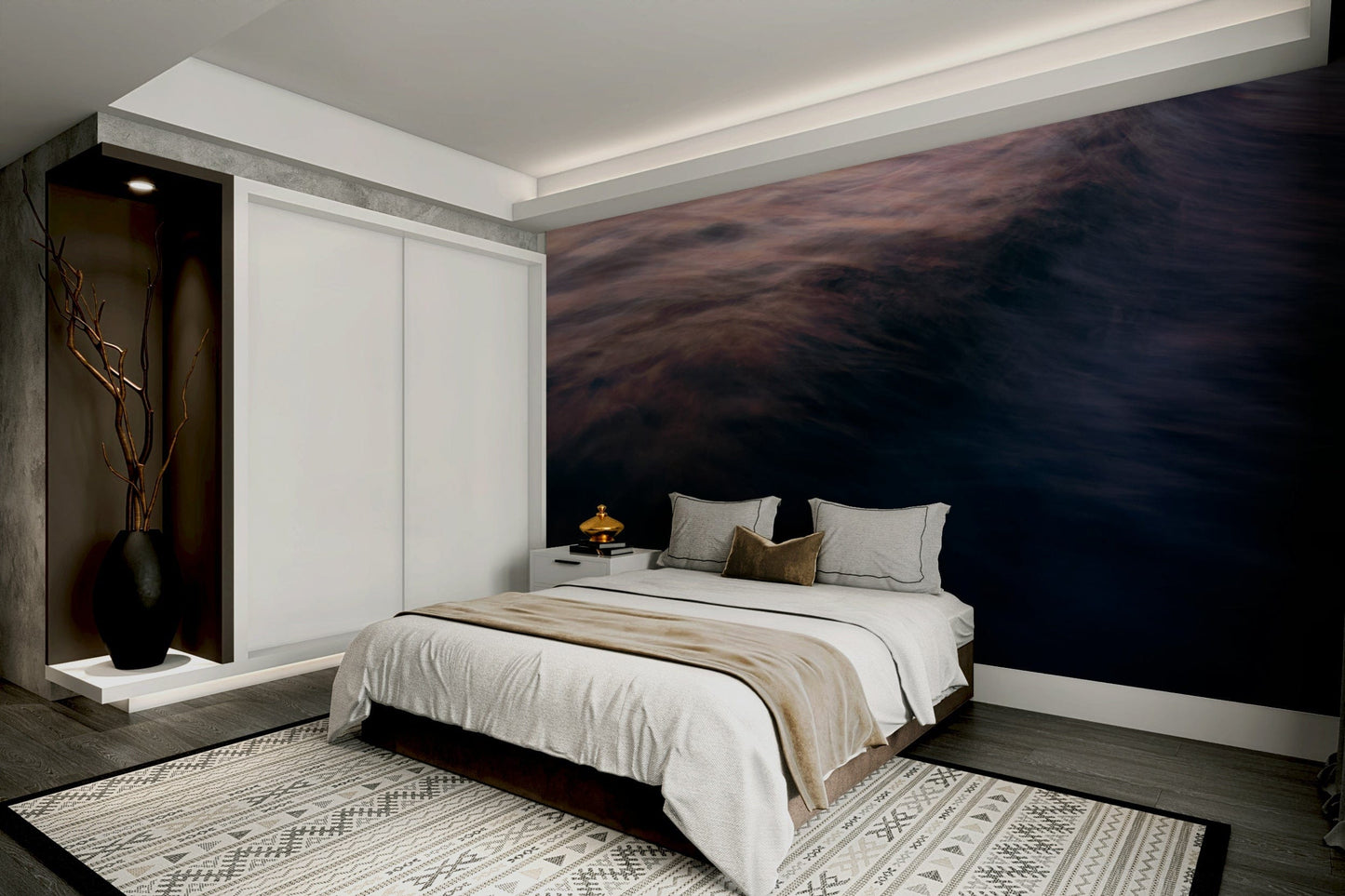 A beautiful abstract wave wallpaper mural for a modern home.

