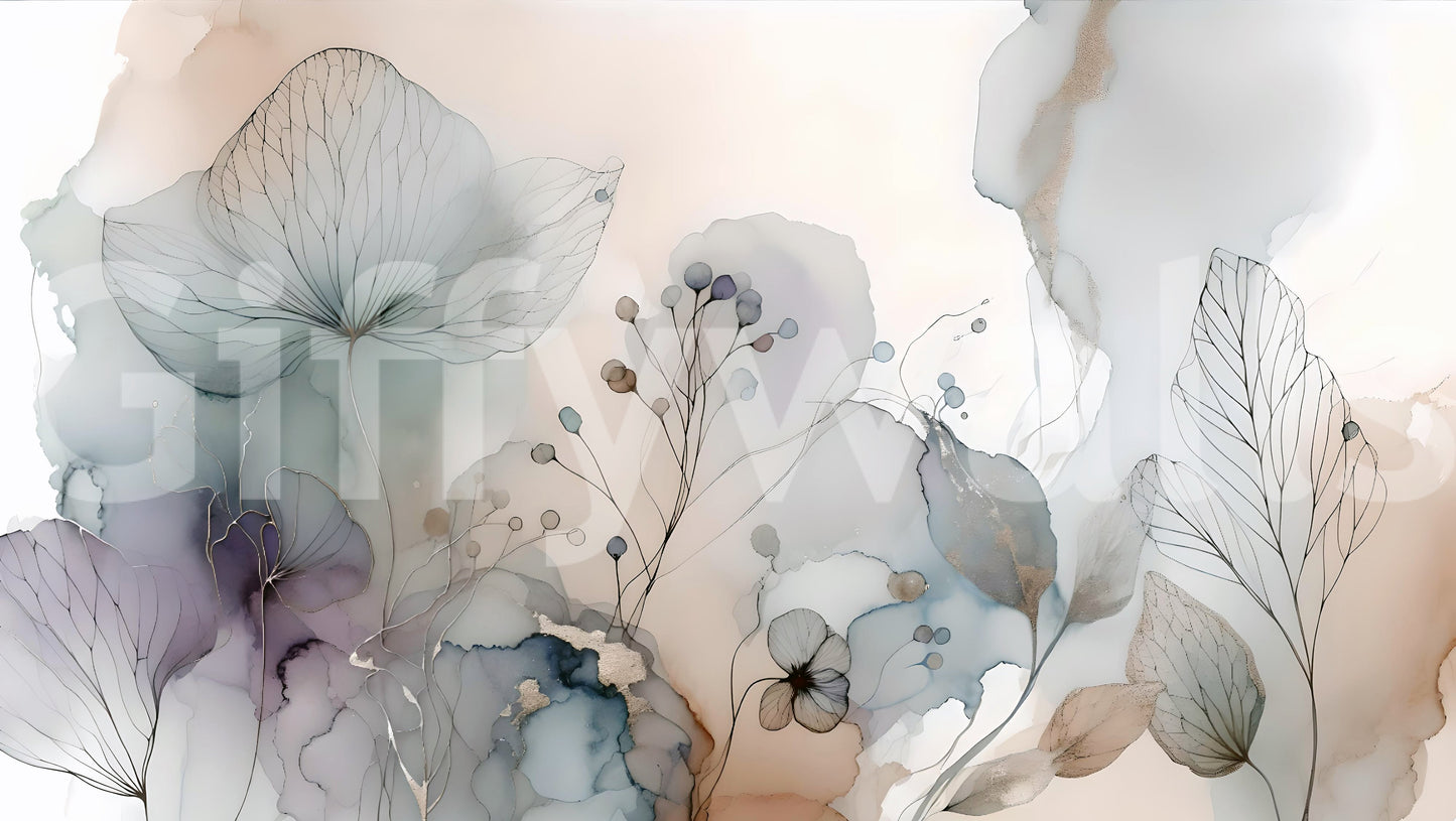 Serene blossom mural with dreamy floral detail

