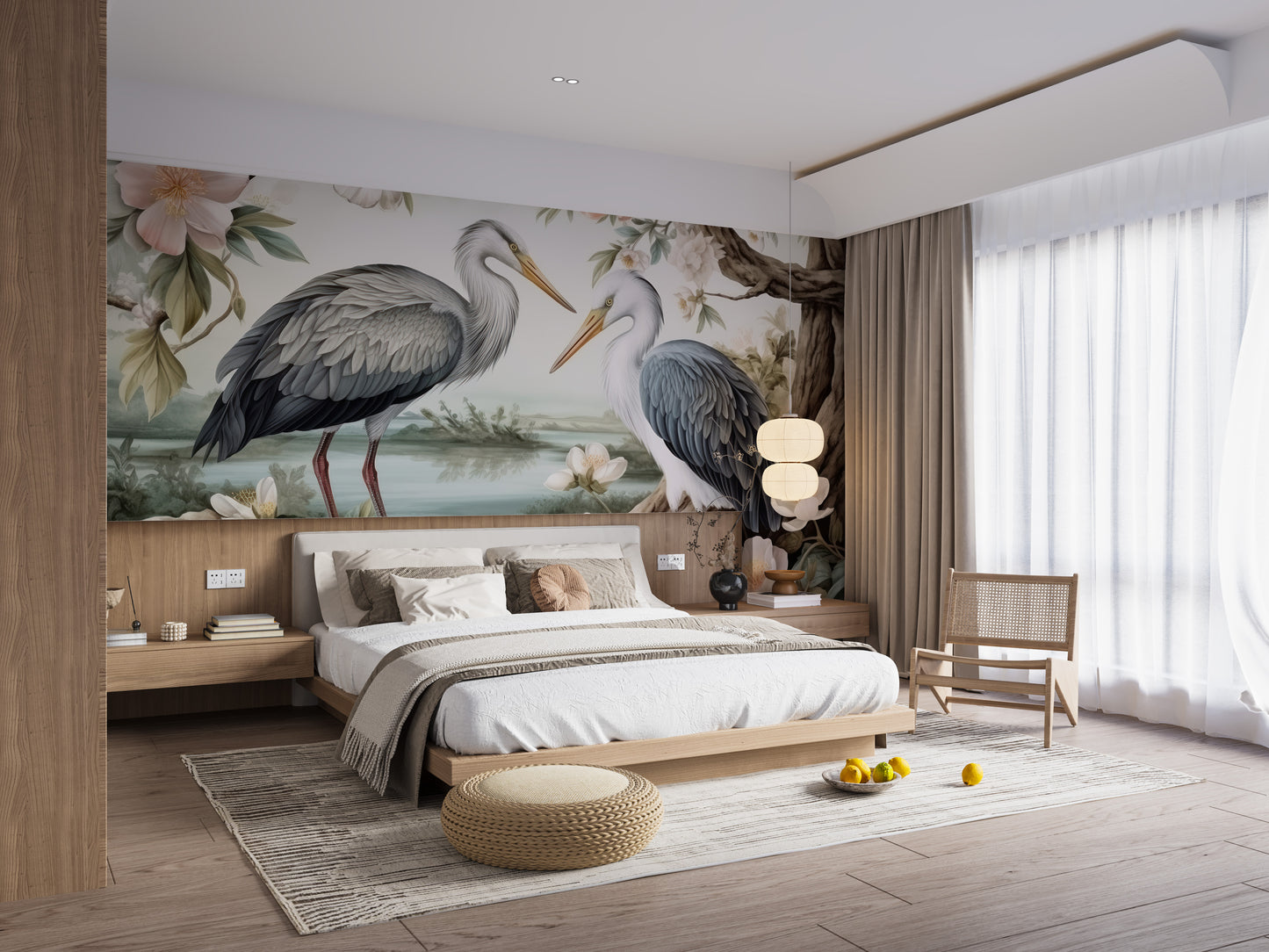 Serene Heron Lake Wall Mural - Giffywalls