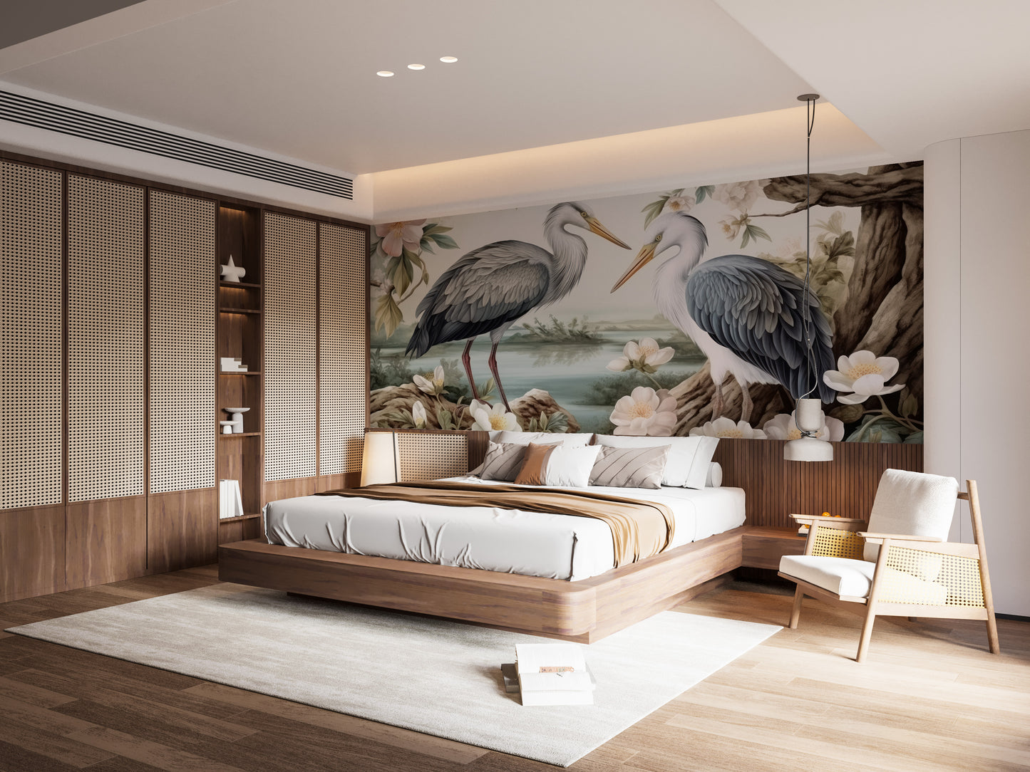Serene Heron Lake Wall Mural - Giffywalls