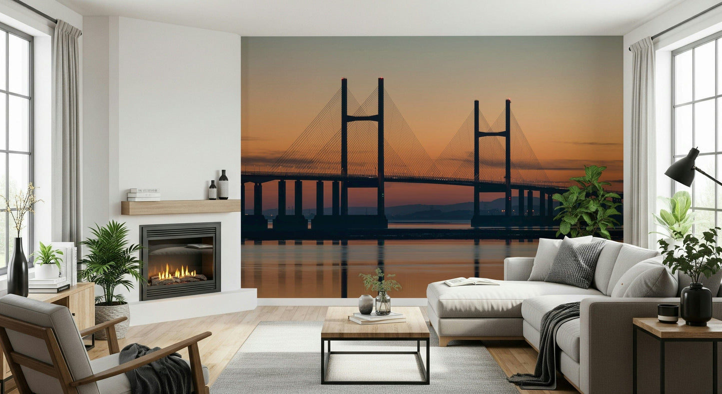 Architectural wonder Severn Bridge at Dusk mural inspiring decor.