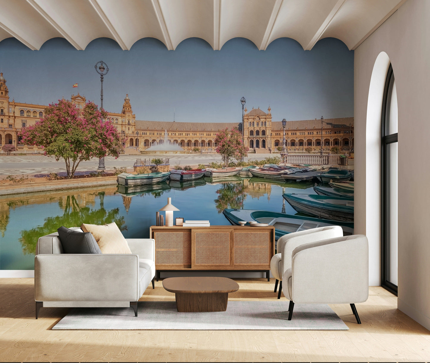 Plaza de España scenic mural for living room interior walls